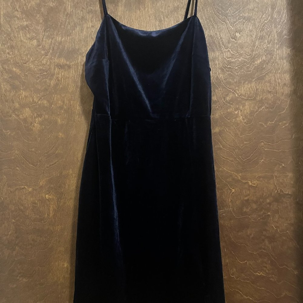 Blue Velvet Sleeveless Dress